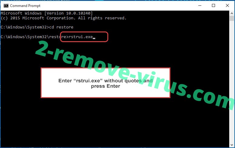 Delete KTC Ransomware - command prompt restore execute