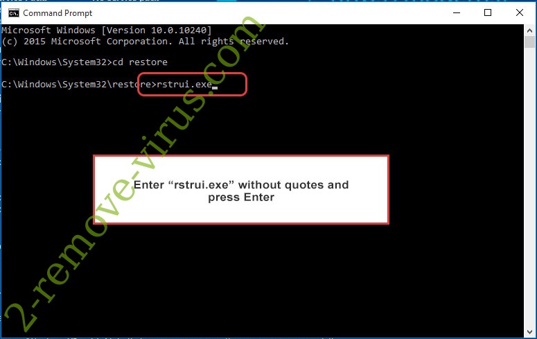 Delete FantaroX Ransomware - command prompt restore execute