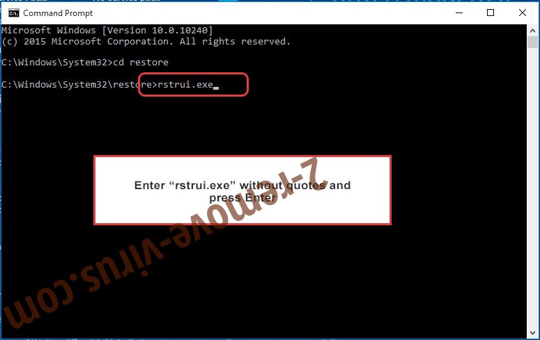 Delete Cryptographic Locker - command prompt restore execute