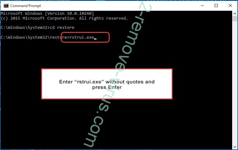 Delete Kiratos Ransomware - command prompt restore execute