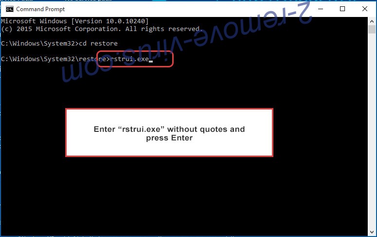 Delete Rootiunik ransomware - command prompt restore execute