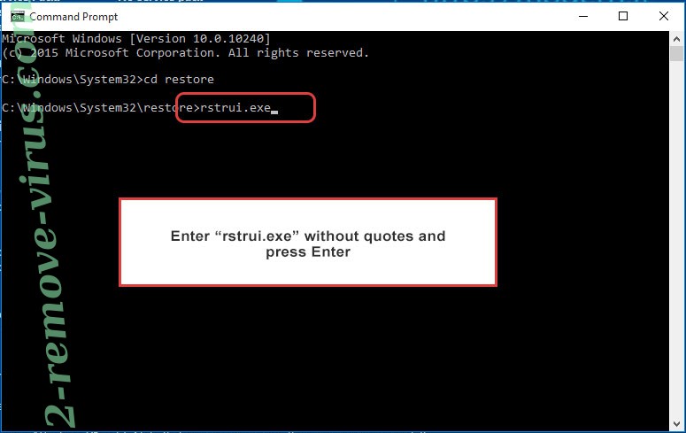 Delete H3r Ransomware - command prompt restore execute