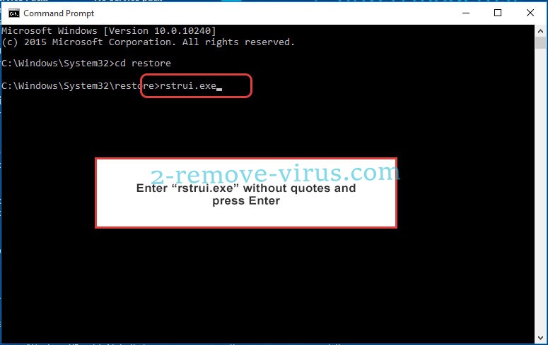 Delete .rootiunik Files Ransomware - command prompt restore execute