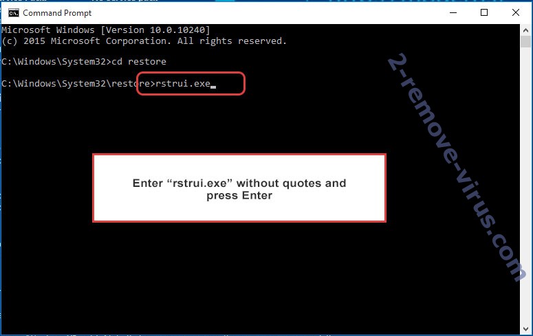 Delete Mal Ransomware - command prompt restore execute