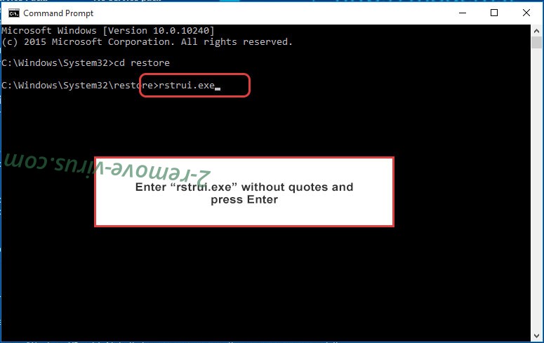 Delete .Dutan ransomware virus - command prompt restore execute