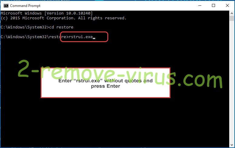 Delete Kruu Ransomware - command prompt restore execute