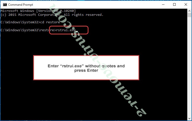 Delete OlSaveLock Ransomware - command prompt restore execute