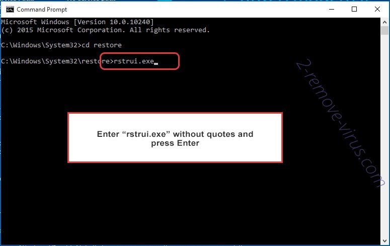 Delete OlSaveLock Ransomware - command prompt restore execute