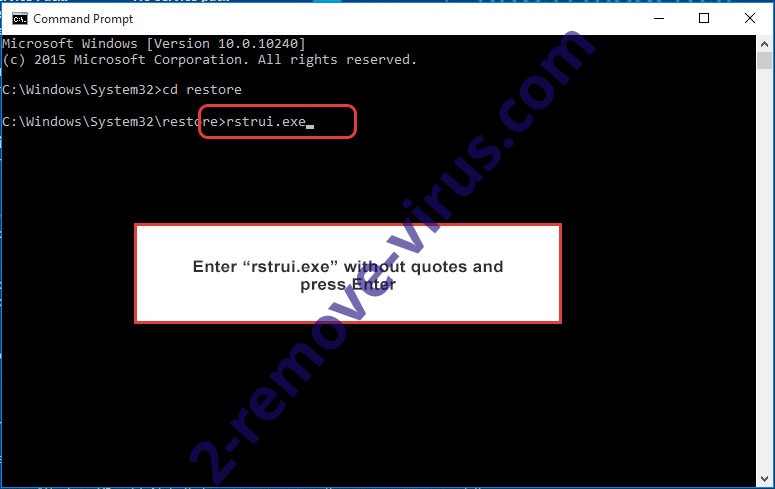 Delete DragonCyber ransomware - command prompt restore execute