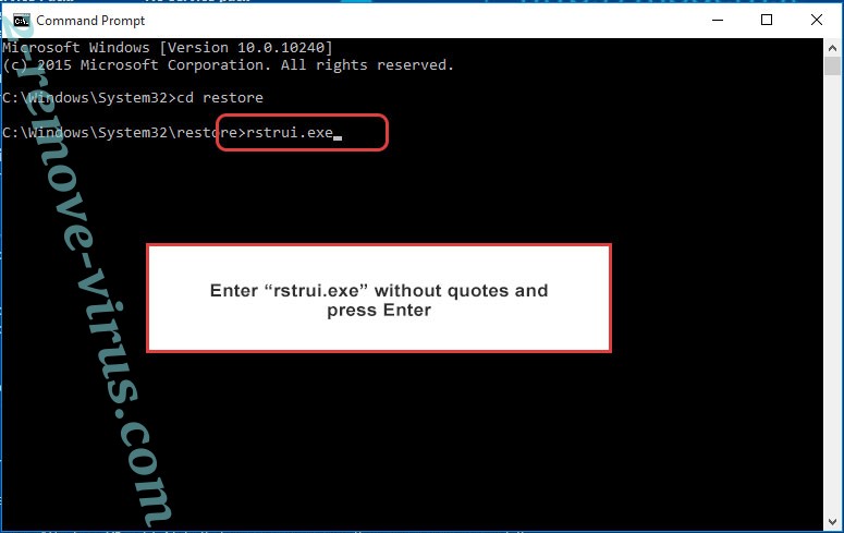 Delete Horsedeal ransomware - command prompt restore execute