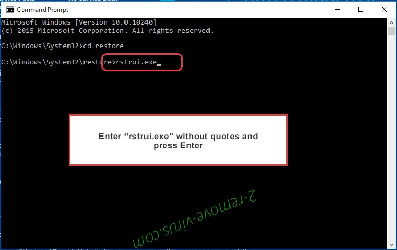 Delete Fefg Ransomware - command prompt restore execute