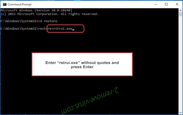 Delete Findnotefile ransomware - command prompt restore execute