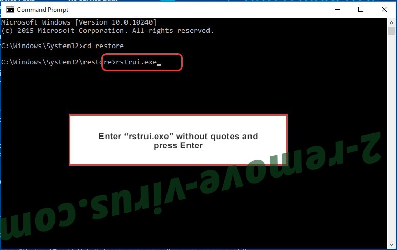 Delete KOTI Ransomware - command prompt restore execute