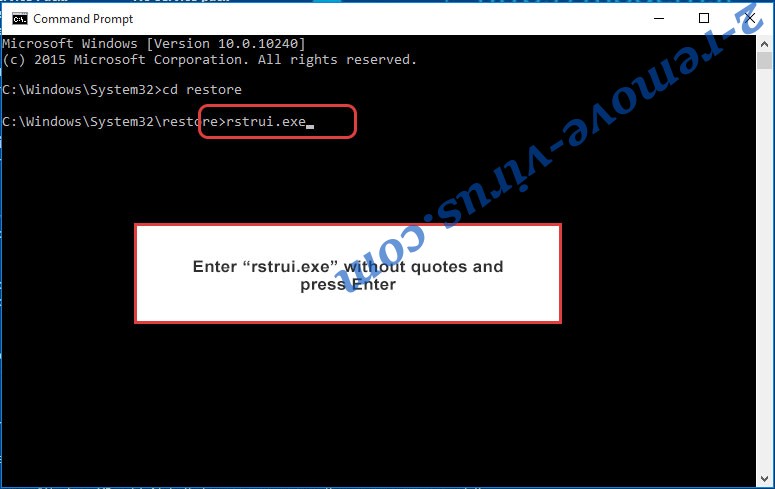 Delete Craze Ransomware - command prompt restore execute