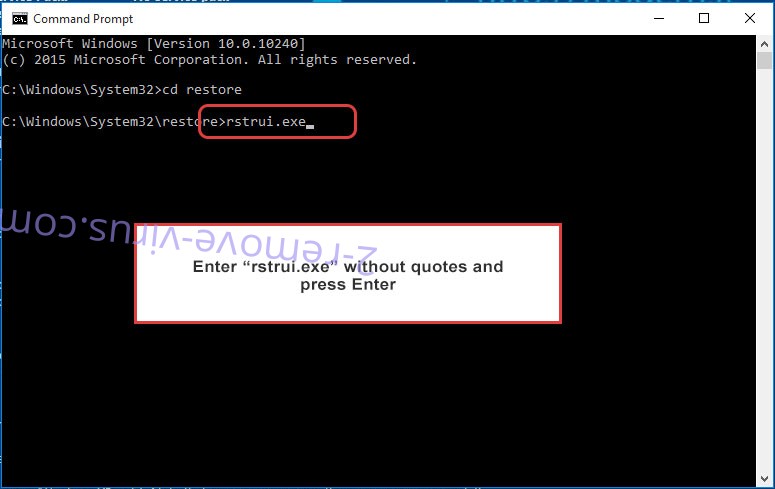Delete Nusm Ransomware - command prompt restore execute