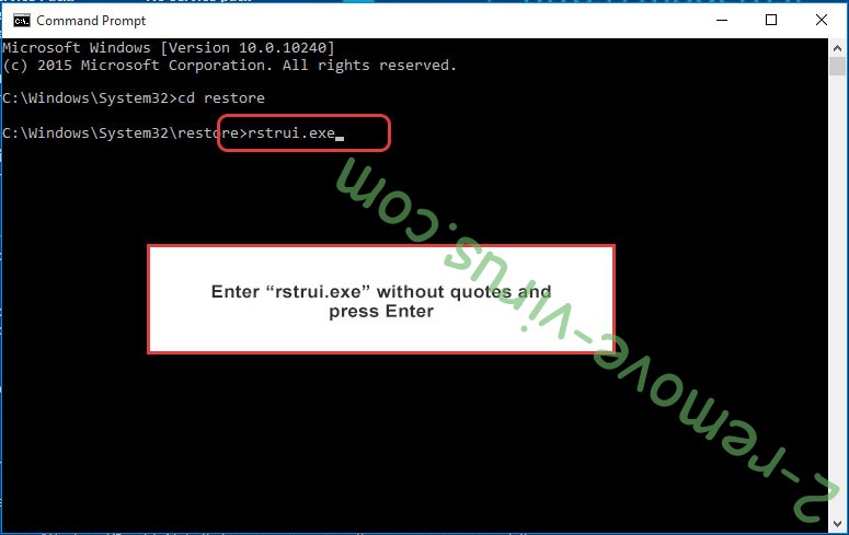 Delete Rryy Ransomware - command prompt restore execute