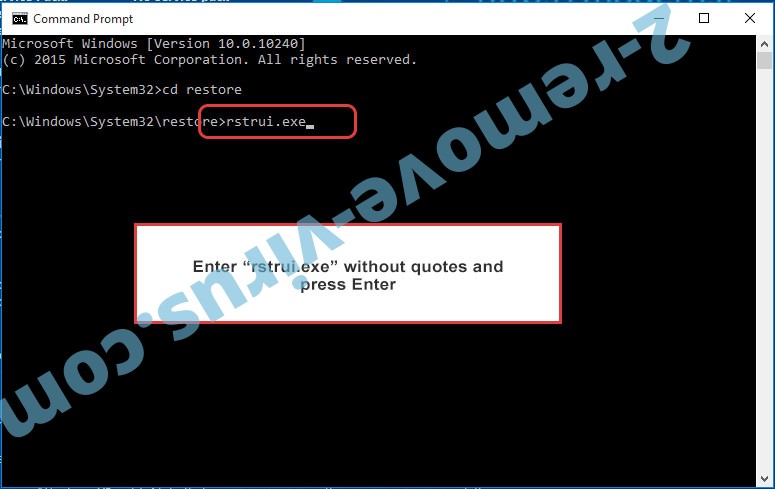 Delete Luboversova148 Ransomware - command prompt restore execute