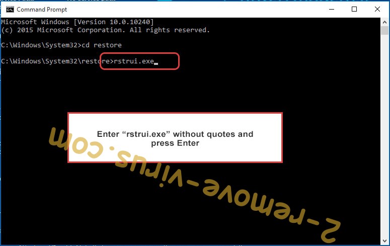 Delete Z61yt Ransomware - command prompt restore execute