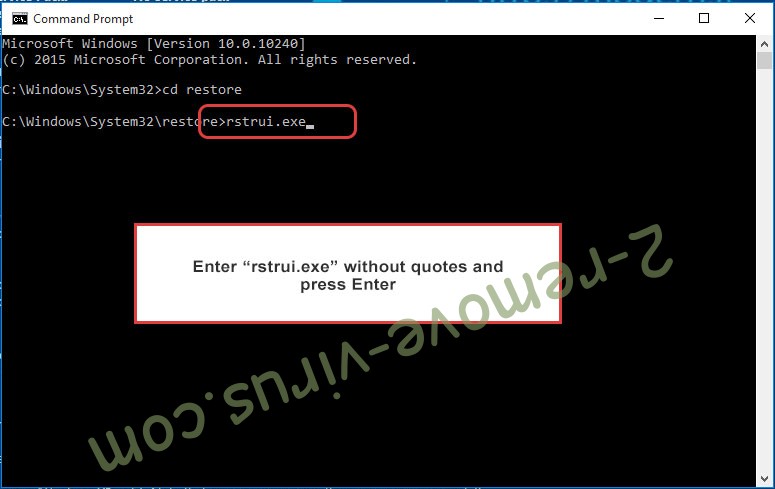 Delete Picocode ransomware - command prompt restore execute