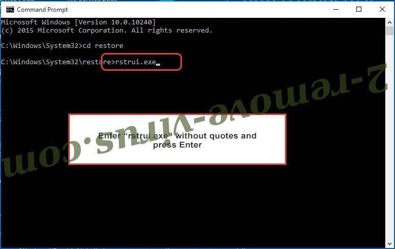 Delete Zwer ransomware - command prompt restore execute
