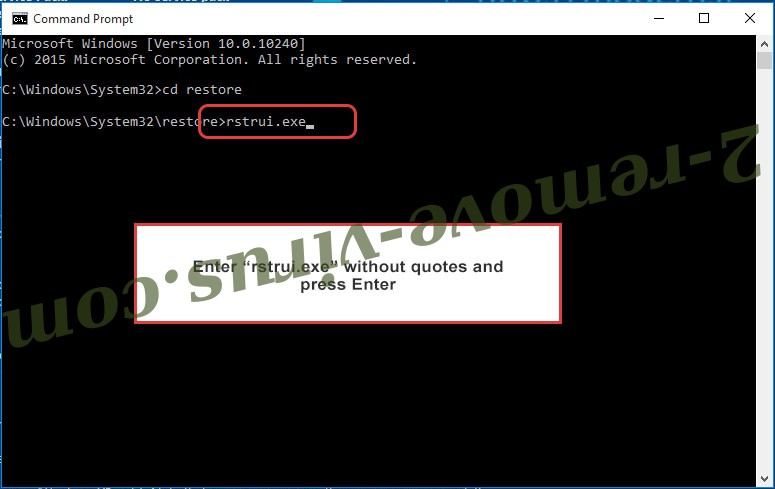 Delete Boston Ransomware - command prompt restore execute