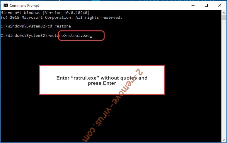 Delete SynAck ransomware virus - command prompt restore execute