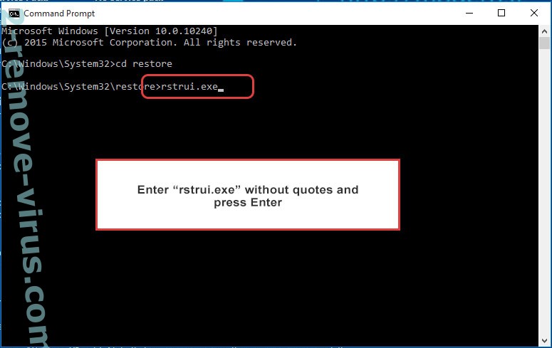 Delete Chaos Ransomware - command prompt restore execute