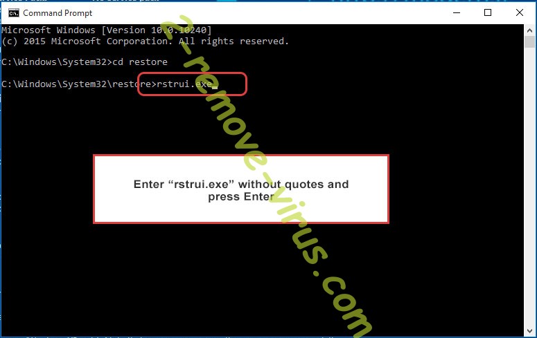 Delete Non ransomware virus - command prompt restore execute