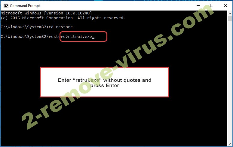 Delete CryptoGod - command prompt restore execute