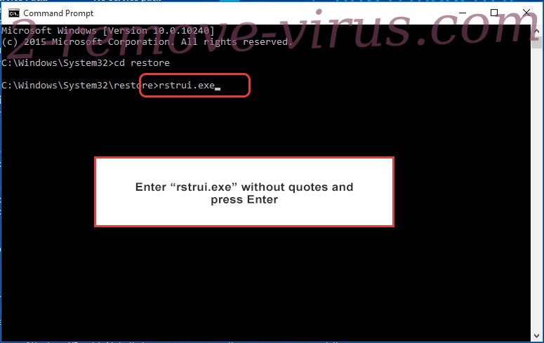Delete WALAN ransomware - command prompt restore execute