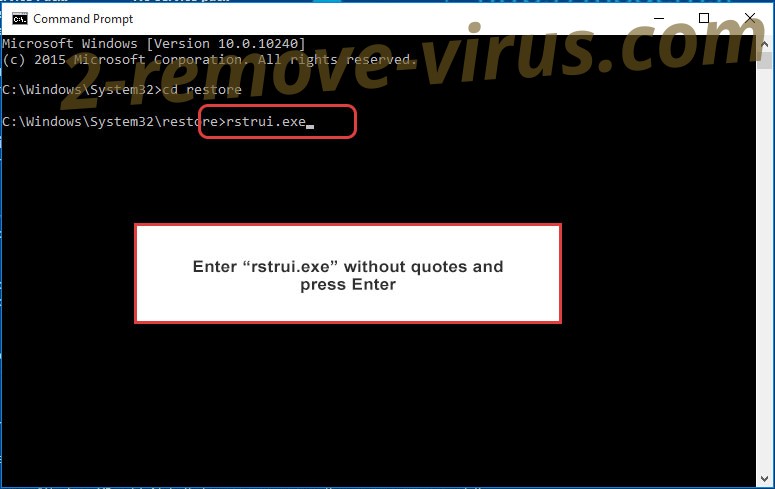 Delete NEER ransomware - command prompt restore execute