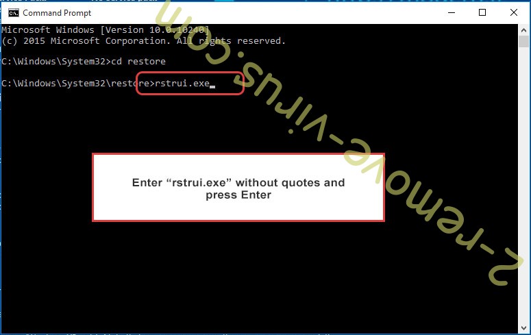 Delete MIIS ransomware virus - command prompt restore execute