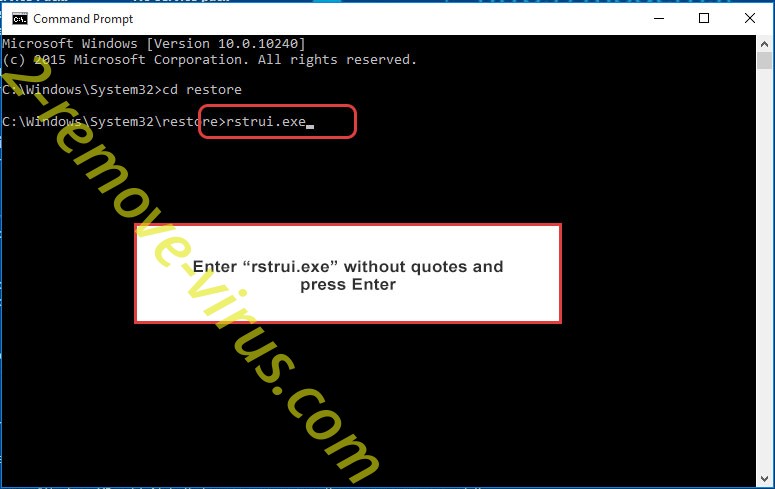 Delete Retirar .Lloo file Ransomware - command prompt restore execute