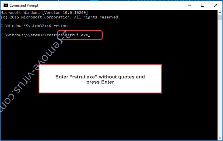 Delete CoronaCrypt ransomware - command prompt restore execute