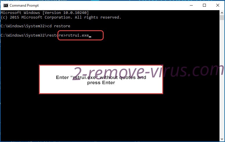 Delete Cezor ransomware - command prompt restore execute