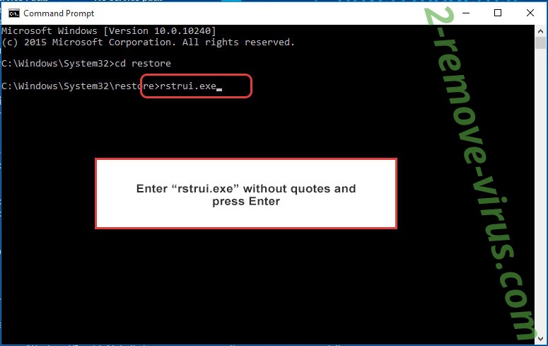 Delete Jjww Ransomware - command prompt restore execute