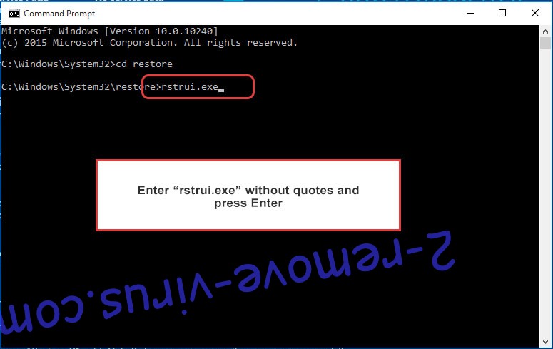 Delete GNS ransomware - command prompt restore execute