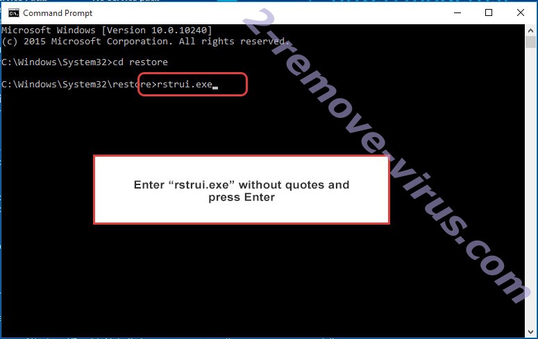 Delete Smpl ransomware - command prompt restore execute