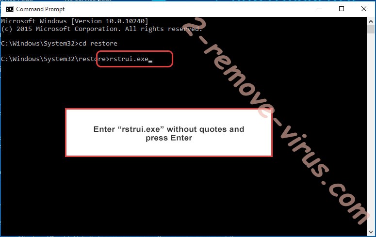 Delete Mynvhefutrx Ransomware - command prompt restore execute