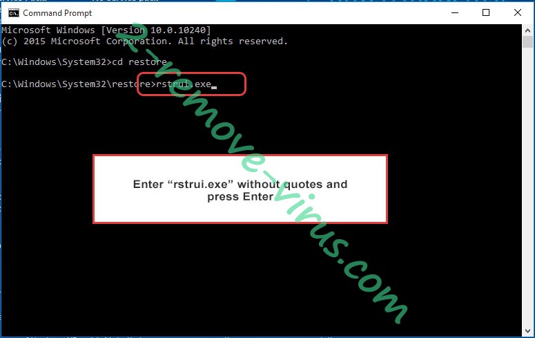Delete Alpha865qqz ransomware - command prompt restore execute