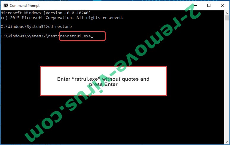 Delete .RAGA ransomware - command prompt restore execute