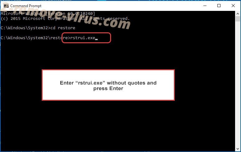 Delete E-A-C ransomware - command prompt restore execute