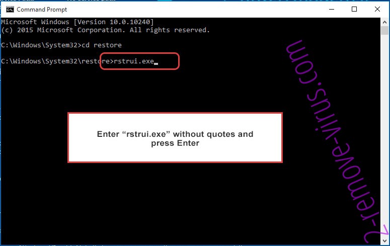 Delete CHRB ransomware - command prompt restore execute