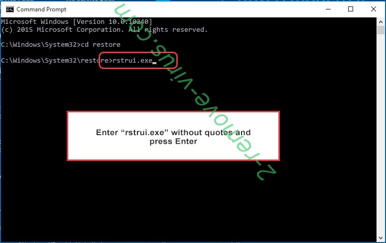 Delete Payt Ransomware - command prompt restore execute