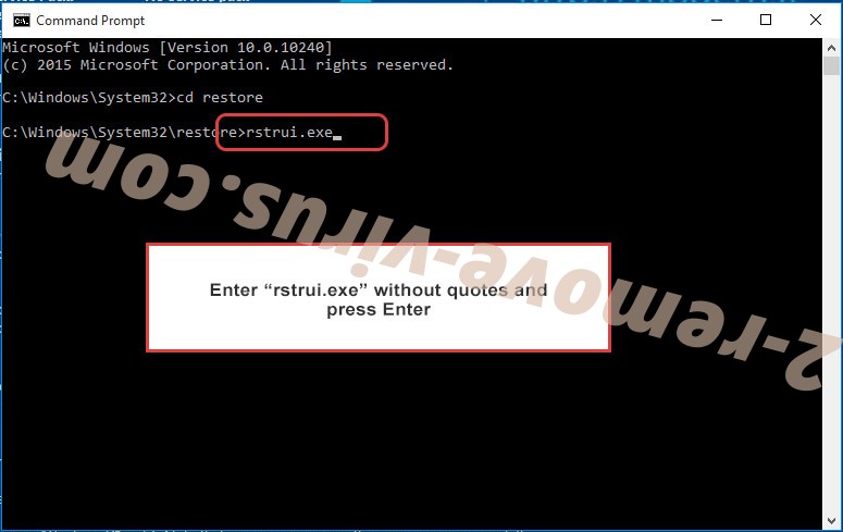 Delete Vvew Ransomware - command prompt restore execute