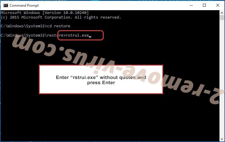 Delete Billy's Apocalypse ransomware - command prompt restore execute