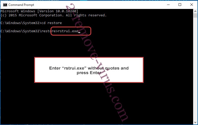 Delete Lotej Ransomware - command prompt restore execute