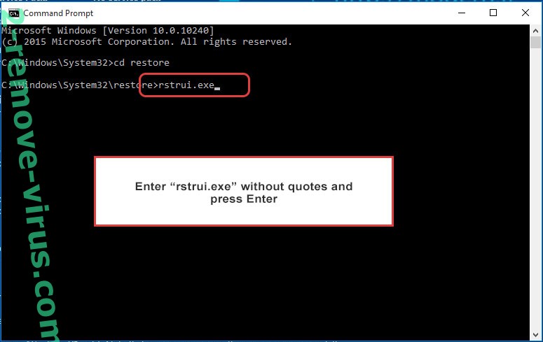 Delete Yytw ransomware - command prompt restore execute