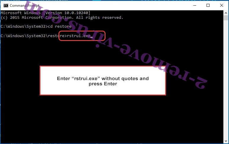Delete Harward ransomware - command prompt restore execute