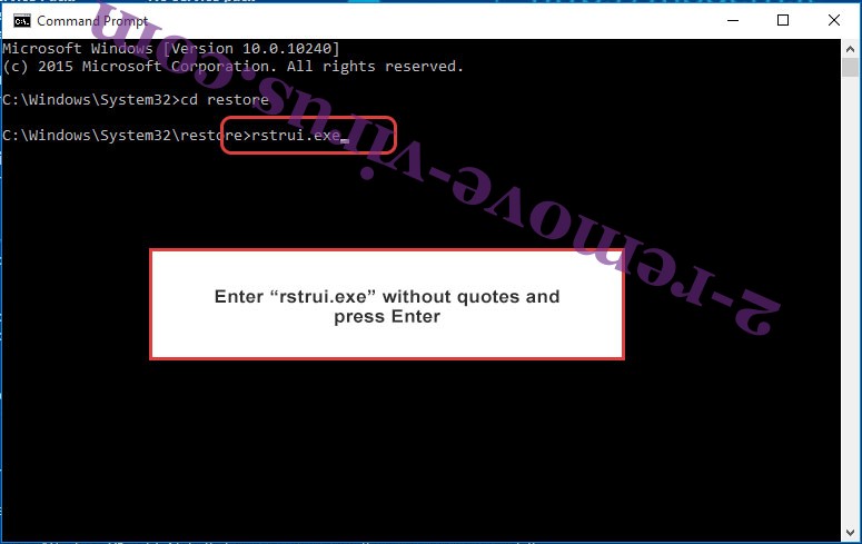 Delete STOLEN Ransomware - command prompt restore execute